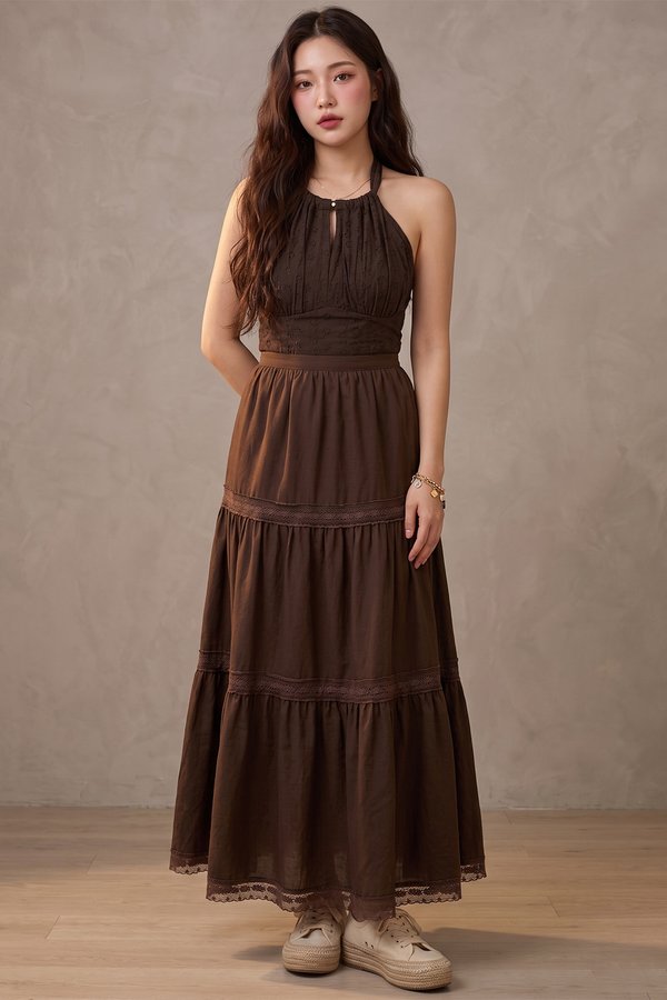 Lana Crochet Skirt Dark Brown