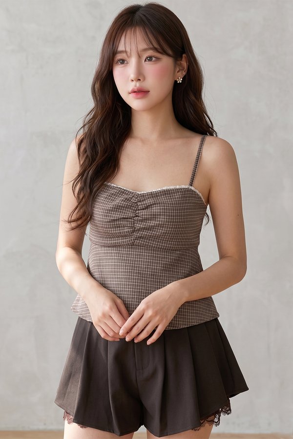 Lumi Padded Top Dark Brown Plaids