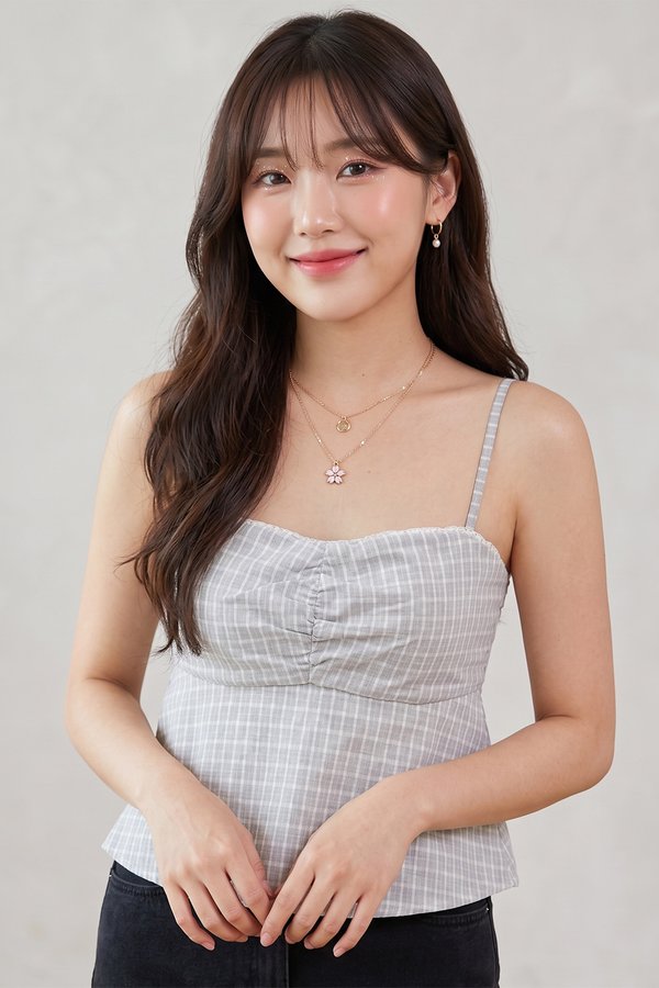 Lumi Padded Top Grey Gingham