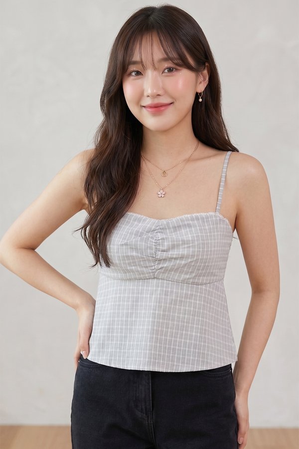Lumi Padded Top Grey Gingham