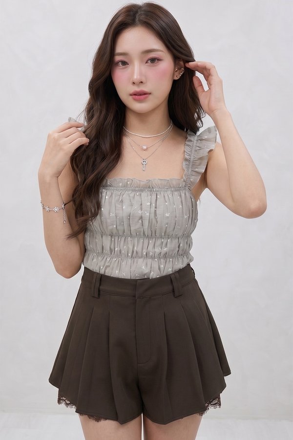 OMG Lace Trim Shorts Dark Brown
