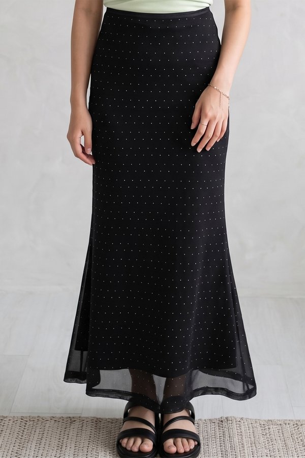 Corra Mesh Skirt Black Polka Dot