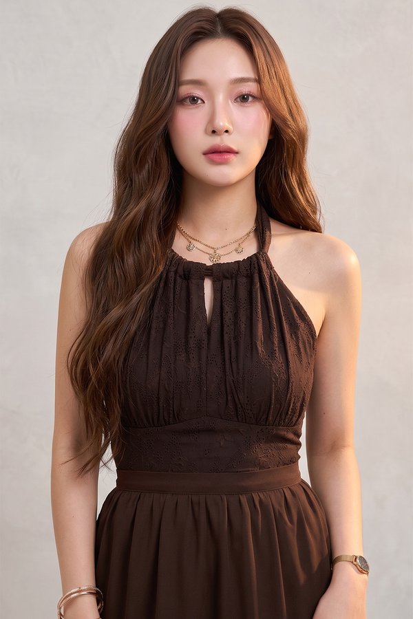 Tanya Lace Padded Top Dark Brown
