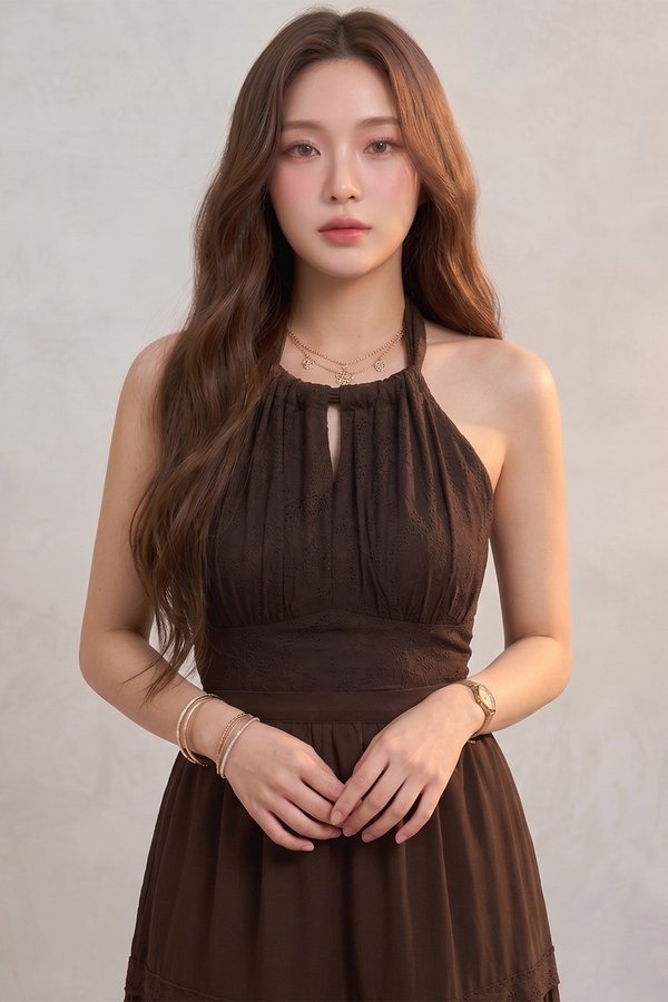 Tanya Lace Padded Top Dark Brown