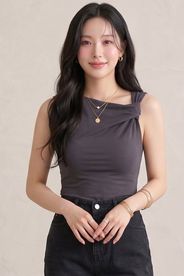 Cecilla Padded Top Dark Grey *TOFU*