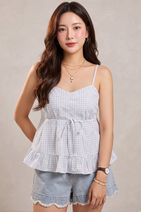 Kaia Padded Top White Gingham
