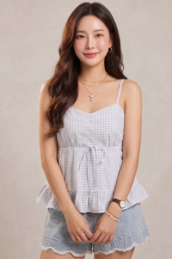 Kaia Padded Top White Gingham