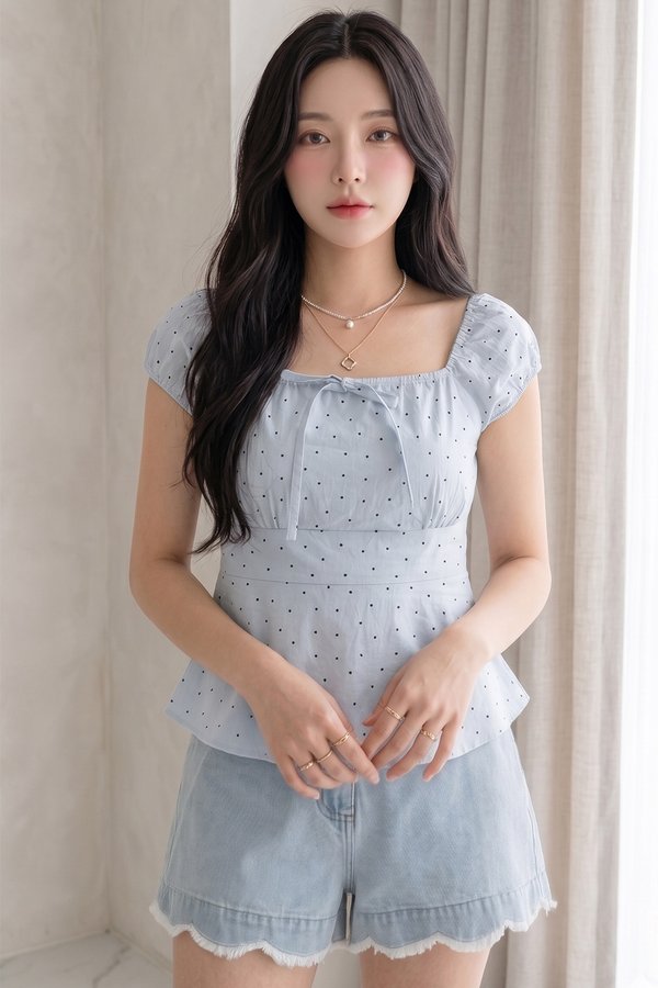 Faustine Padded Top Blue Hearts