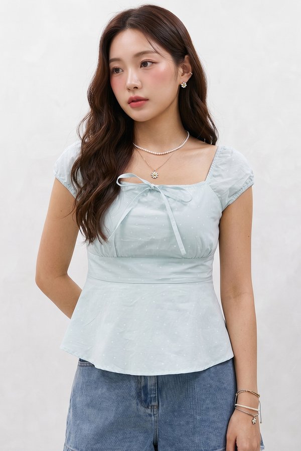 Faustine Padded Top Mint Hearts