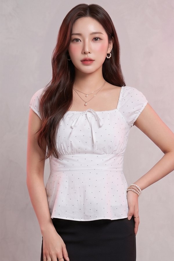 Faustine Padded Top White Hearts