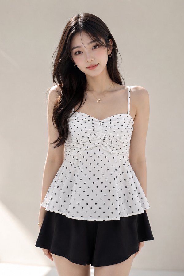 Lavina Padded Top White Mini Floral