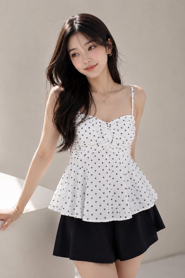 Lavina Padded Top White Mini Floral