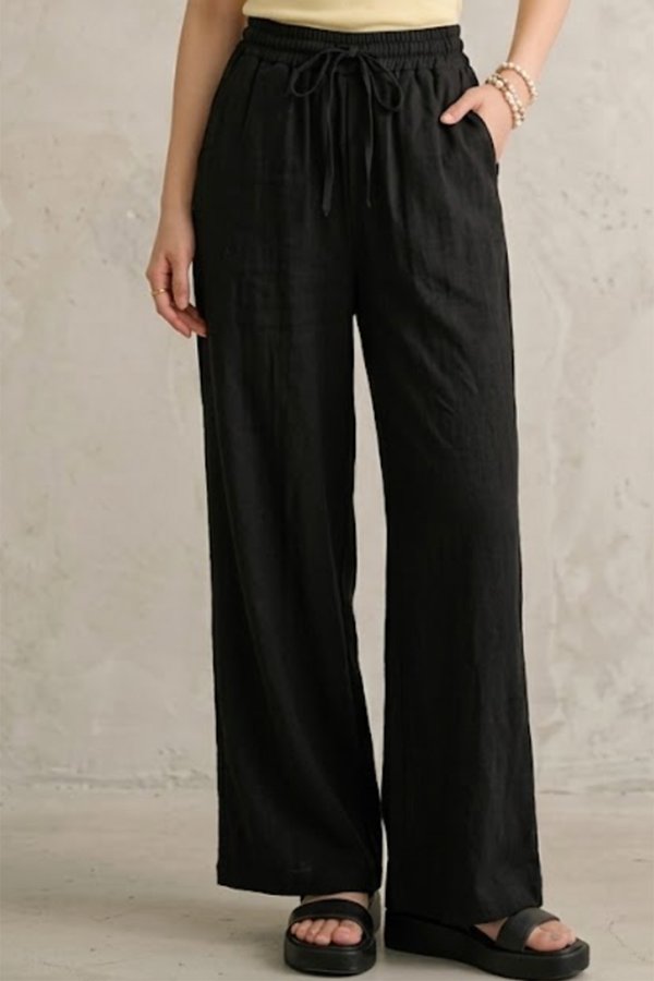 Leda Linen Pants Black