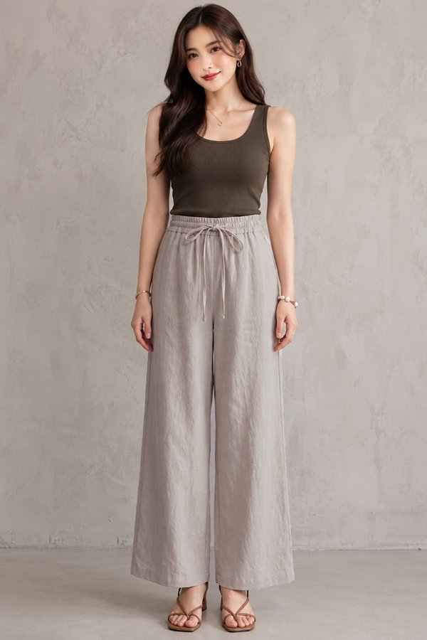 Leda Linen Pants Light Grey