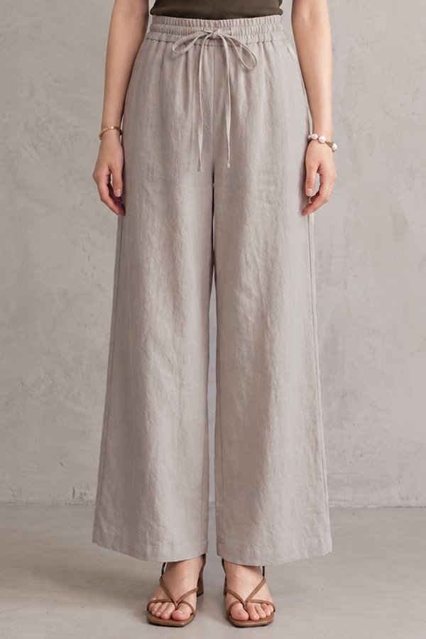 Leda Linen Pants Light Grey