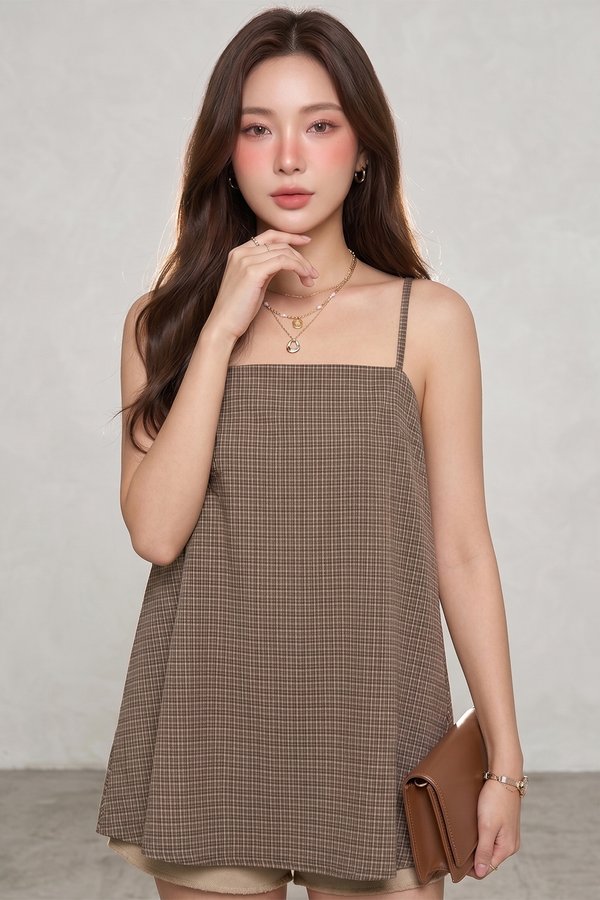 Marina Top Brown Plaids