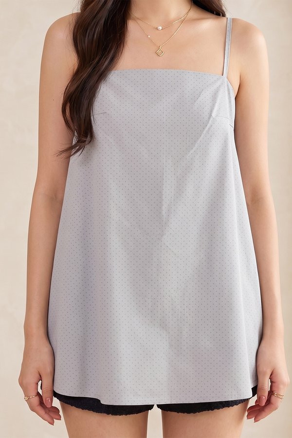 Marina Top Blue Grey Polka Dot
