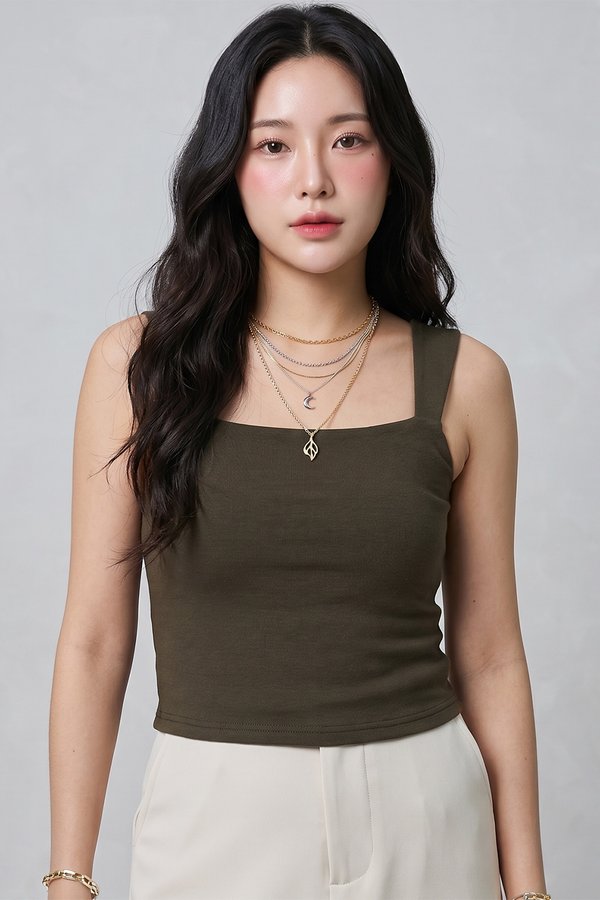 Uma Padded Top Fossil Olive *PLUSH*