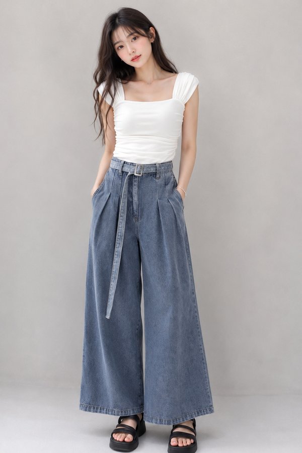 Patricia Belted Denim Jeans Stone Wash
