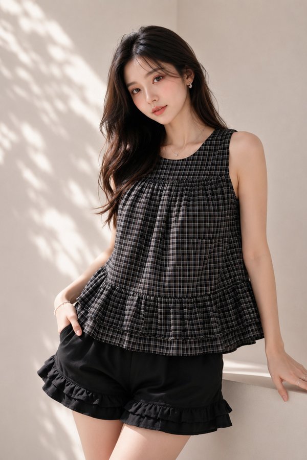Novva Gingham Top Black