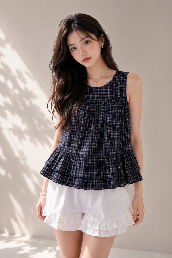 Novva Gingham Top Navy