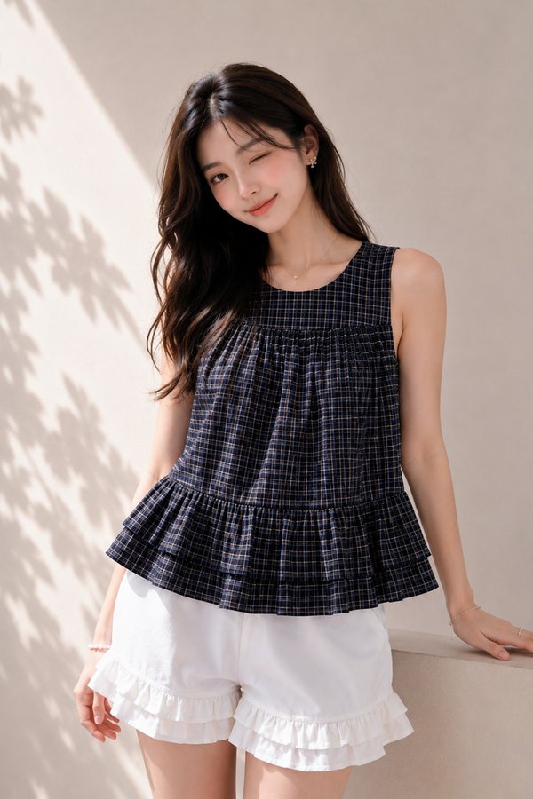 Novva Gingham Top Navy