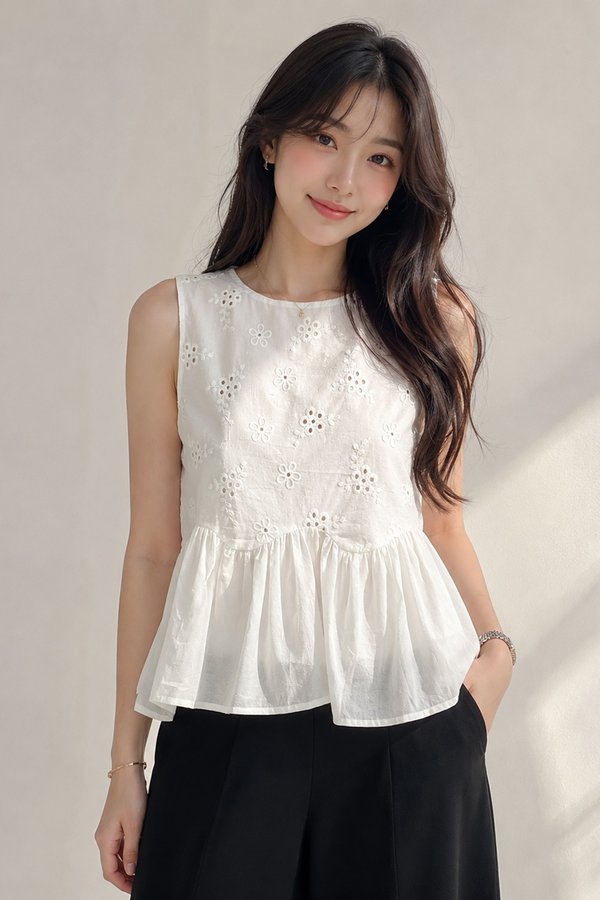 Jemita Eyelet Top White