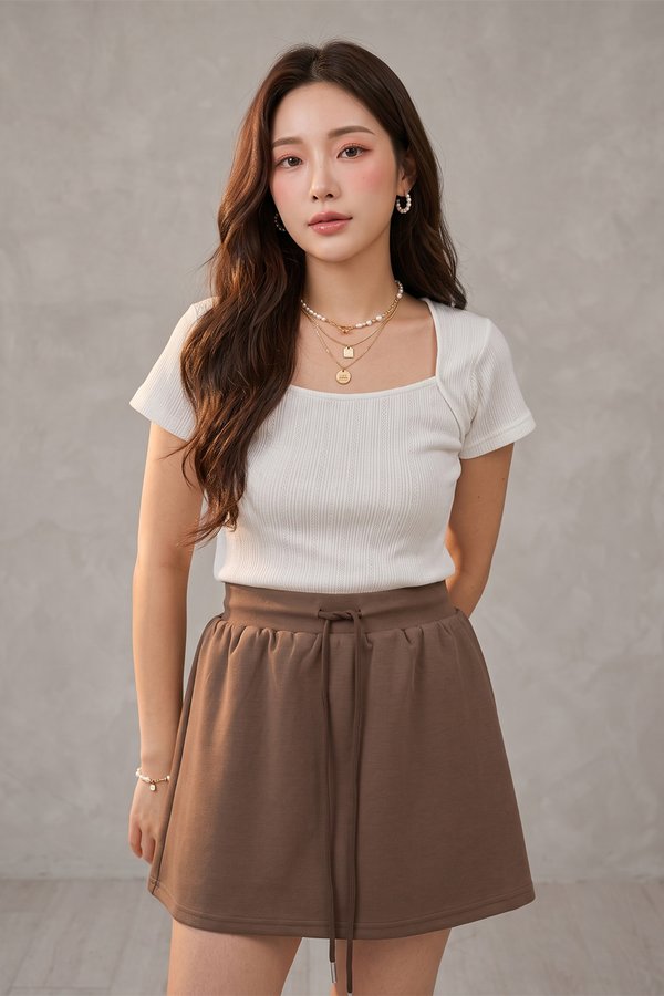 Blake Rib Knit Top White