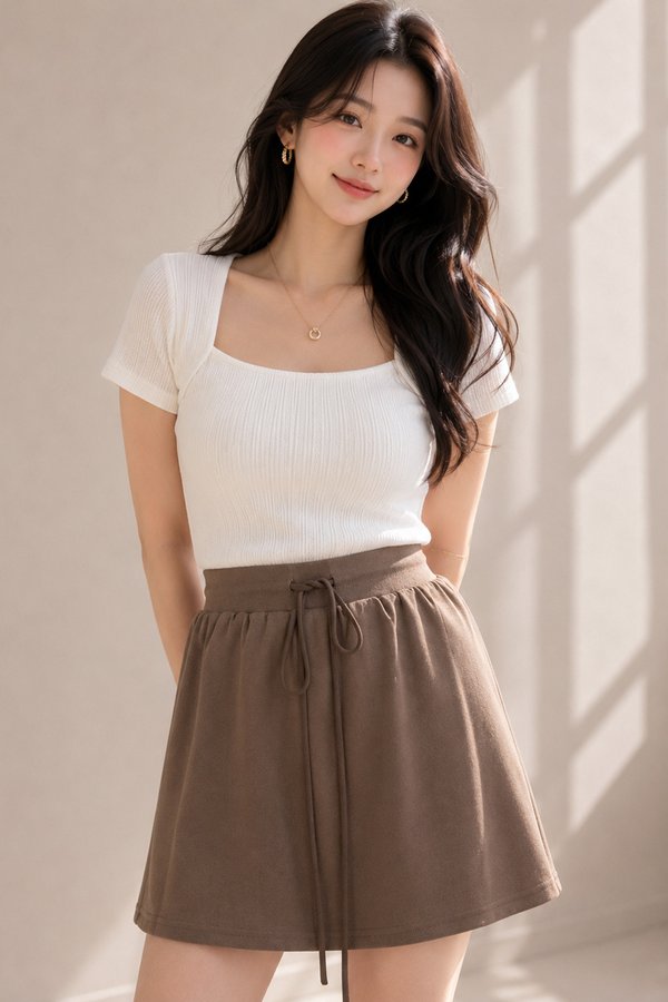 Blake Rib Knit Top White
