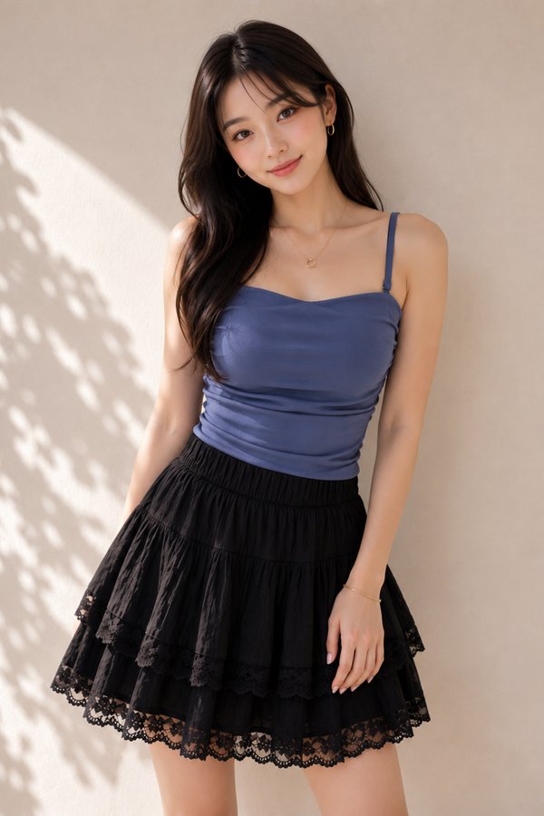 Indra Lace Trim Skorts Black