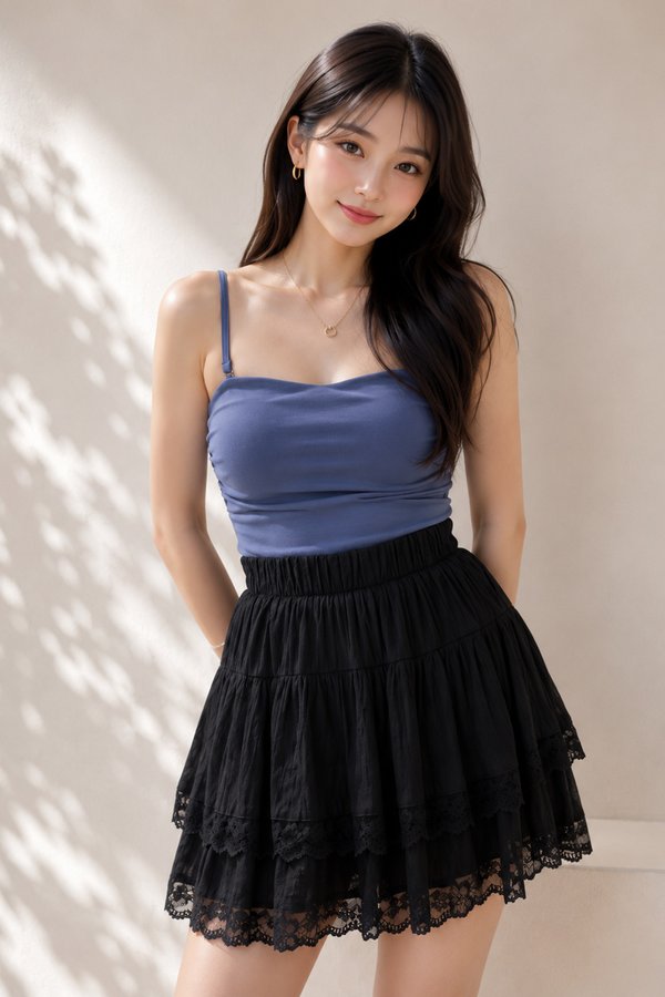 Indra Lace Trim Skorts Black
