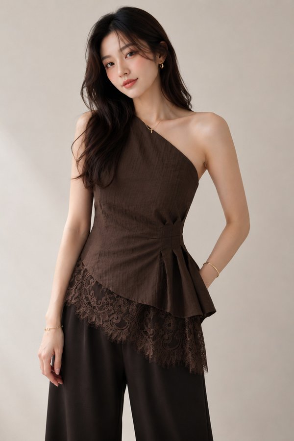 Lila Toga Lace Top Dark Brown
