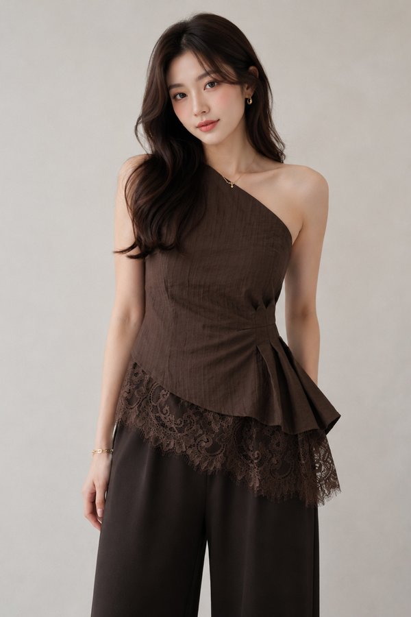 Lila Toga Lace Top Dark Brown