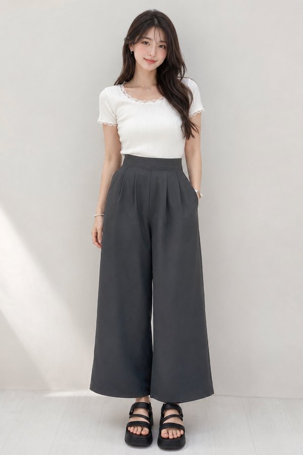 Hester Lace Trim Top White