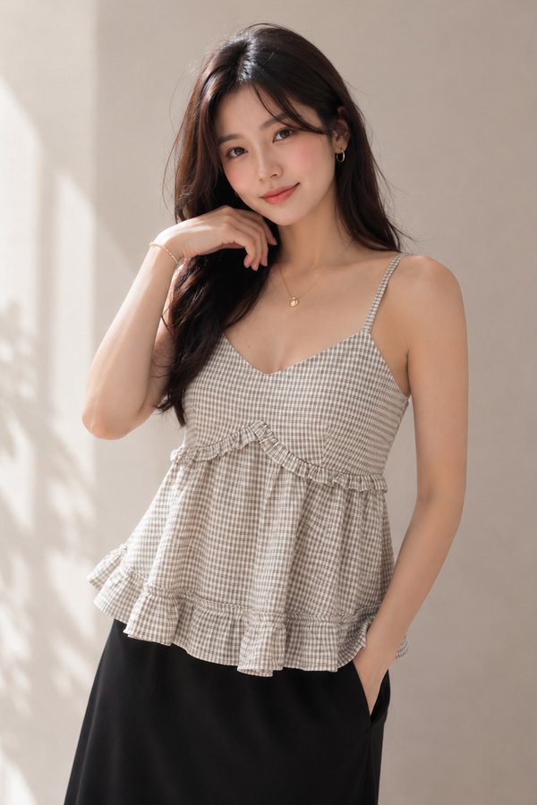 Nixie Top White/Black Gingham