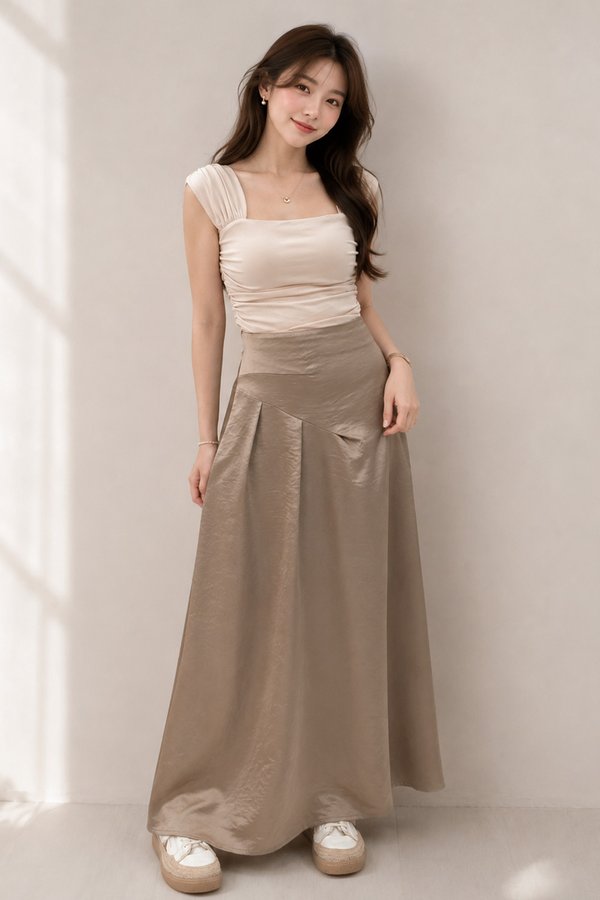 Ellie Satin Skirt Taupe