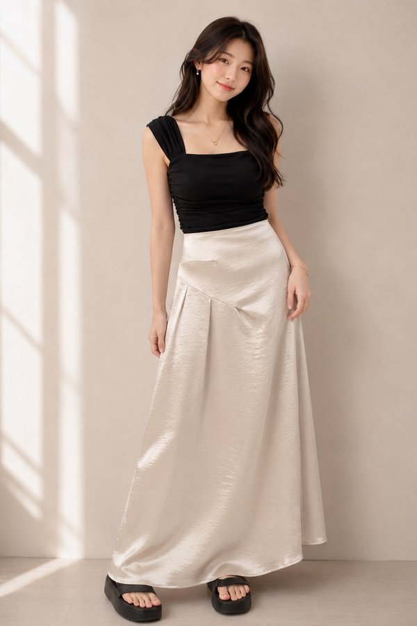 Ellie Satin Skirt Champagne