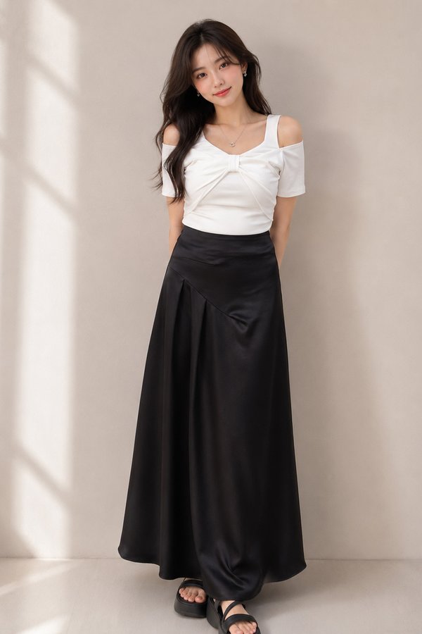 Ellie Satin Skirt Black
