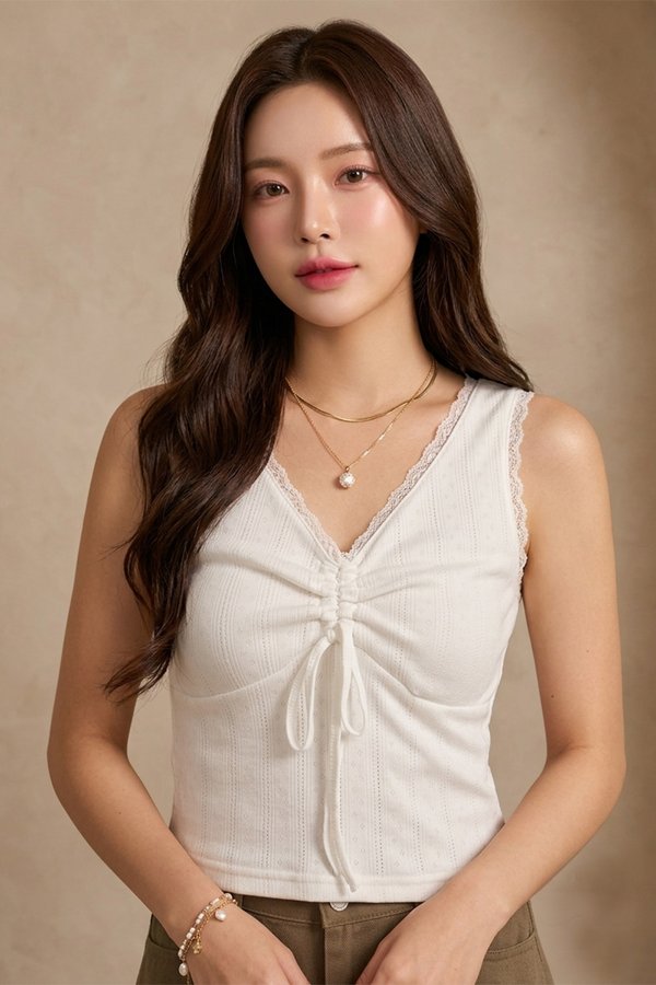 Senie Rib Knit Top White