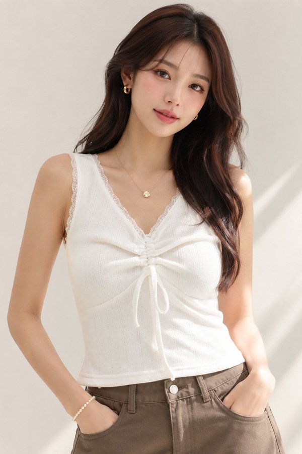 Senie Rib Knit Top White