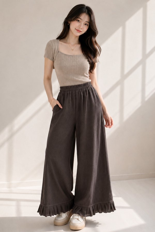 Anya Tencel Denim Pants Dark Brown