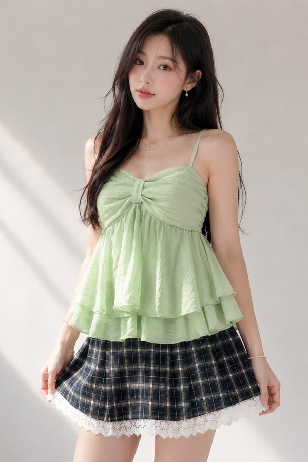 Tess Padded Crepe Top Avocado