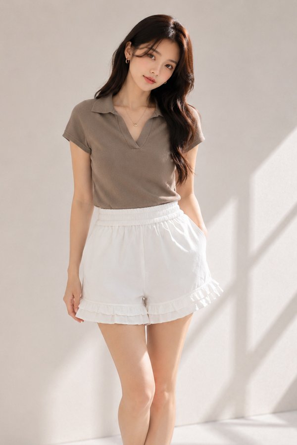 Micola Velvety Shorts White