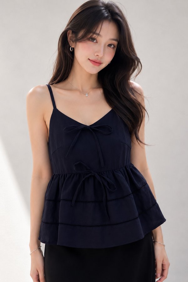 Aerin Linen Top Navy