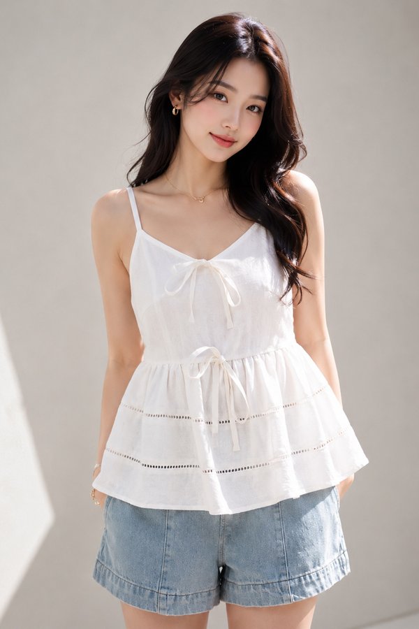 Aerin Linen Top White