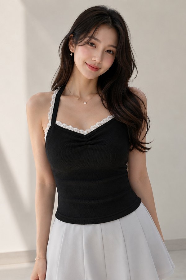 Seira Padded Halter Top Black