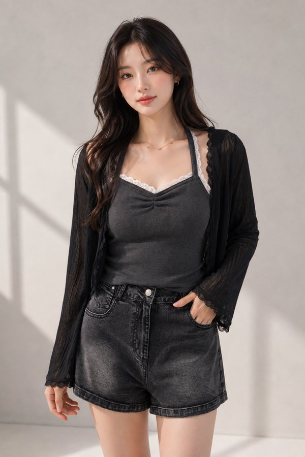 Tabina Sheer Cardi Black