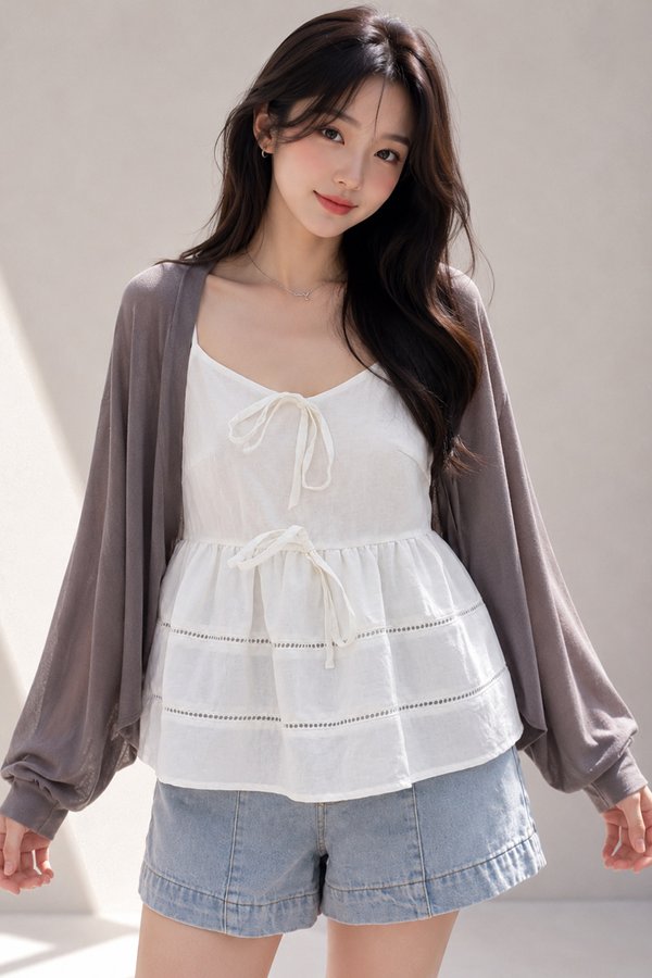 Anise Bolero Cardi Steel Brown