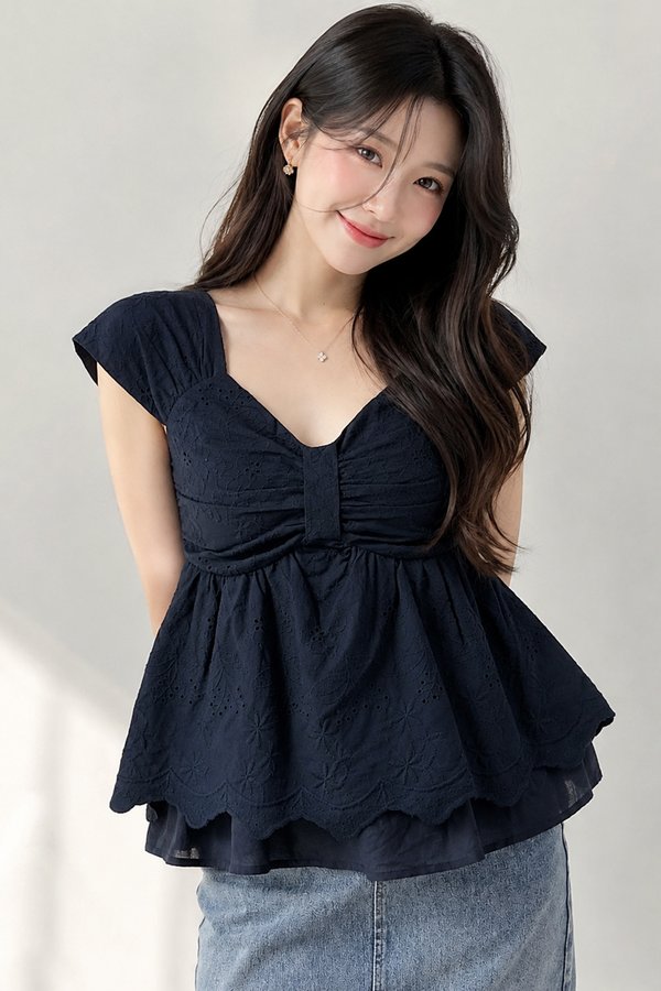 Bretta Crochet Top Midnight Navy