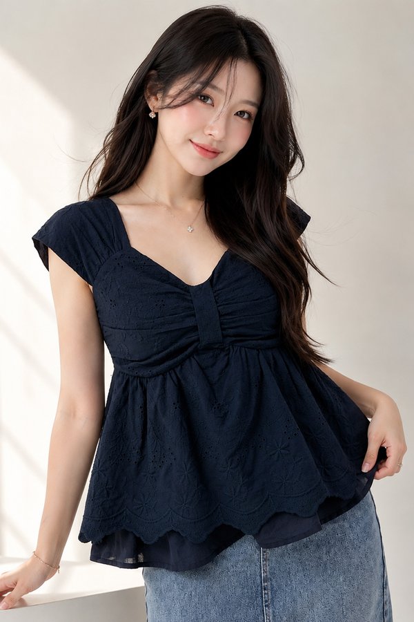 Bretta Crochet Top Midnight Navy